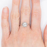 Solitario in oro bianco 18K con diamante di taglio vecchia miniera (0.97ct ca.)