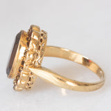 Anello a margherita vintage in oro giallo 8K con granati (2.60ct ca.), anni ‘50/‘60