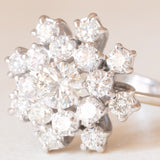 Anello a fiocco di neve vintage in oro bianco 18K con diamanti di taglio brillante (2ctw ca.), anni ‘60/‘70