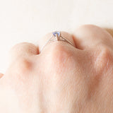 Solitario vintage in oro bianco 9K con tanzanite (0.15ct ca.), anni ‘90