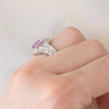 Anello vintage in platino con zaffiro rosa (1.37ct) e diamanti (1ctw), anni ‘90