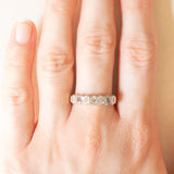 Veretta vintage in oro giallo e bianco 9K con acquamarine (0.40ctw ca.) e diamanti, anno 1992