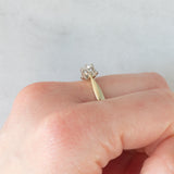 Solitario vintage in oro giallo 14K con diamante di taglio brillante (0.25ct ca.), anni ‘40/‘50
