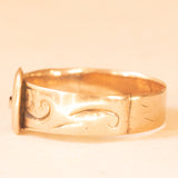 Anello antico vittoriano a forma di cintura con fibbia in oro giallo 9K, anno 1891-1892