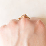 Anello vintage in oro giallo 9K con ametiste (0.30ctw ca.) e perla bianca, anno 1975