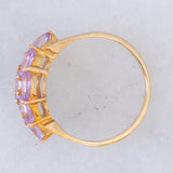 Anello in oro giallo 9K con zaffiri rosa sintetici (1.24ctw)