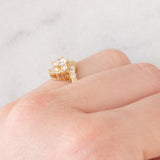 Anello a fiore vintage in oro giallo 18K con diamanti (0.92ctw), anni ‘80