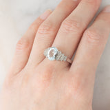 Anello vintage in oro bianco 10K con acquamarina (2.20ct ca.) e diamanti (0.13ctw ca.), anni ‘90