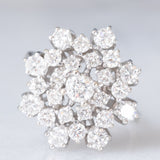 Anello a fiocco di neve vintage in oro bianco 18K con diamanti di taglio brillante (1.33ctw ca.), anni ‘70