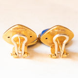 Orecchini pendenti vintage in oro giallo 18K con lapislazzuli, anni ‘70