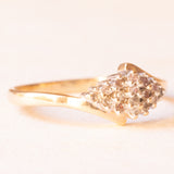 Anello vintage in oro giallo e bianco 9K con diamanti (0.08ctw ca.), anno 1993