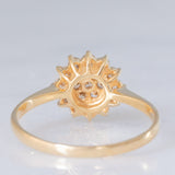 Anello a fiore vintage in oro giallo 14K con diamanti di taglio brillante (0.40ctw ca.), anni ‘70