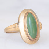 Anello da cocktail vintage in oro giallo 8K con pietra verde acqua, anni ‘70