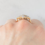 Anello vintage in oro giallo e bianco 14K con diamanti di taglio brillante e baguette (0.75ctw ca.), anni ‘70/‘80