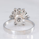 Anello a fiocco di neve in oro bianco 14K con smeraldo (0.13ct ca.) e diamanti (0.24ctw ca.), anni ‘70