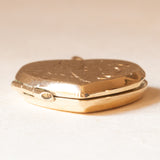 Ciondolo portafoto vintage a forma di cuore con lamina in oro giallo 9K, anni ‘60