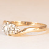 Anello vintage in oro giallo e bianco 9K con diamanti (0.08ctw ca.), anno 1991