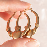 Orecchini Claddagh vintage in oro giallo 9K