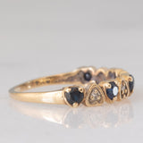 Mezzo eternity vintage in oro giallo 9K con zaffiri (0.40ctw ca.) e diamanti (0.04ctw ca.), anno 1986