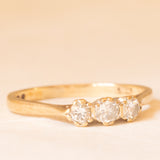 Trilogy vintage in oro giallo 9K con diamanti di taglio brillante (0.18ctw ca.)
