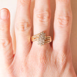 Anello vintage in oro giallo e bianco 14K con diamanti di taglio brillante (1ctw ca.), anni ‘70