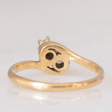 Toi et Moi vintage in oro giallo 9K con diamanti di taglio brillante (0.28ctw ca.), anni ‘80