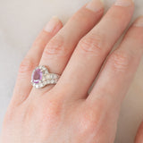 Anello vintage in platino con zaffiro rosa (1.37ct) e diamanti (1ctw), anni ‘90