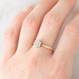 Anello a margherita vintage in oro giallo 9K con diamanti (0.21ctw ca.), anni ‘80/‘90