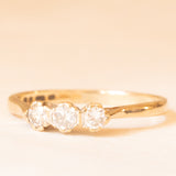 Trilogy vintage in oro giallo 9K con diamanti di taglio brillante (0.18ctw ca.)