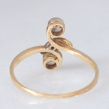 Toi et Moi Art Nouveau in oro giallo 14K con diamanti di taglio vecchia Europa (0.24ctw ca.) e diamanti di taglio rosetta, anni ‘20