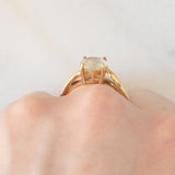 Solitario vintage in oro giallo 9K con quarzo rutilato (1.35ct)