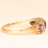 Anello vittoriano in oro giallo 9K con ametiste (0.30ctw ca.) e diamanti (0.04ctw ca.), primi del ‘900