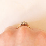 Anello a fiore vintage in oro giallo 9K con diamanti (0.20ctw ca.)