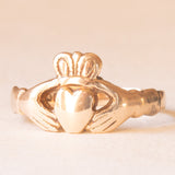 Raro anello Claddagh antico originale irlandese in oro giallo 9K, anno 1833