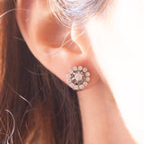 Orecchini a margherita vintage in oro bianco 18K con diamanti di taglio brillante (1ctw ca.), anni ‘60/‘70