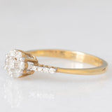 Anello a fiore vintage in oro giallo 9K con diamanti di taglio brillante (0.25ctw ca.), anni ‘80/‘90