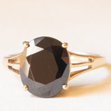 Anello da cocktail vintage in oro giallo 9K con quarzo nero (3ct ca.), anno 2006