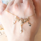 Collier Art Déco in oro giallo e bianco 18K con diamanti di taglio brillante e di taglio vecchia miniera (0.45ctw ca.), anni ‘20/‘30