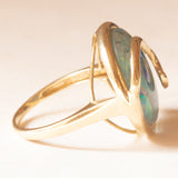 Anello vintage in oro giallo 9K con mosaico di opali triplet