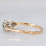 Anello vintage in oro giallo 9K con smeraldo (0.22ct ca.) e diamanti (0.03ctw ca.), anno 1988