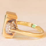 Trilogy vintage in oro giallo e bianco 18K con smeraldo (1.70ct ca.) e diamanti di taglio brillante (0.30ctw ca.), anno 1984