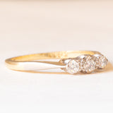 Trilogy antico in oro giallo 18K e platino con diamanti di taglio vecchia miniera (0.18ctw ca.), anni ‘10/‘20