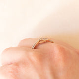 Anello intrecciato vintage in oro rosa e bianco 9K con diamanti, anni ‘90