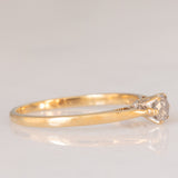 Solitario vintage in oro giallo 9K con diamante salt and pepper di taglio brillante (0.25ct ca.)