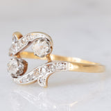 Anello Art Nouveau in oro giallo 14K e argento con diamanti di taglio rosetta (0.26ctw ca.), anni ‘10/‘20