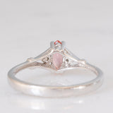 Trilogy vintage in oro bianco 14K con topazio arancione (0.34ct ca.) e diamanti di taglio brillante (0.02ctw ca.), anni ‘80/‘90