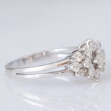 Anello vintage in oro bianco 14K con diamanti di taglio brillante (0.58ctw ca.), anni ‘60/‘70