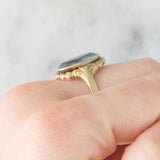 Anello da cocktail vintage in oro giallo 14K con topazio azzurro (4.50ct ca.), anni ‘50/‘60