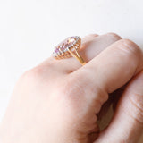 Anello a margherita vintage in oro giallo e bianco 9K con ametista (3.40ct ca.) e diamanti, anni ‘80/‘90