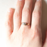 Anello vintage in oro giallo e bianco 9K con diamanti (0.08ctw ca.), anno 1991